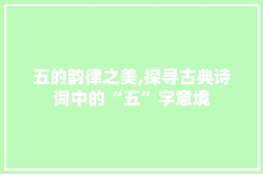 五的韵律之美,探寻古典诗词中的“五”字意境 职场应用