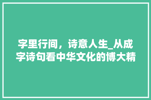字里行间，诗意人生_从成字诗句看中华文化的博大精深 商业计划书范文