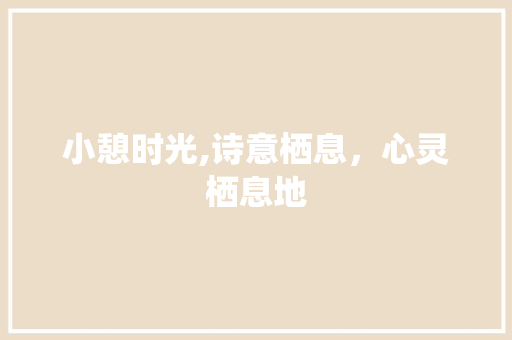 小憩时光,诗意栖息，心灵栖息地 职场应用