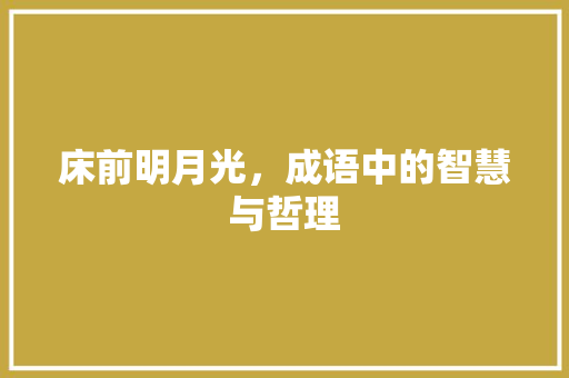 床前明月光，成语中的智慧与哲理 范文参考