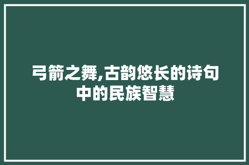 弓箭之舞,古韵悠长的诗句中的民族智慧 范文之家