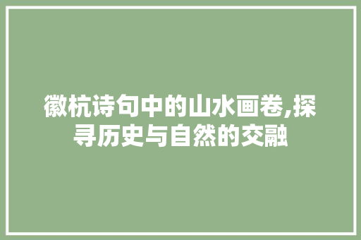 徽杭诗句中的山水画卷,探寻历史与自然的交融 范文宝典