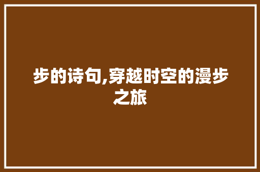 步的诗句,穿越时空的漫步之旅 优秀范文