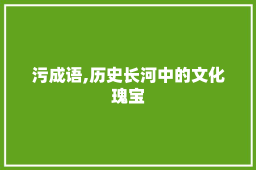 污成语,历史长河中的文化瑰宝 范文资源