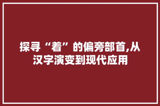 探寻“着”的偏旁部首,从汉字演变到现代应用