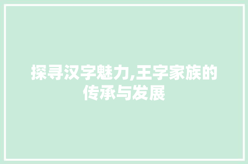 探寻汉字魅力,王字家族的传承与发展 范文之家