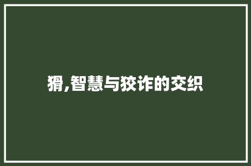 猾,智慧与狡诈的交织