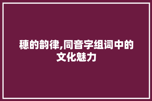 穗的韵律,同音字组词中的文化魅力 合同协议