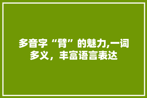 多音字“臂”的魅力,一词多义，丰富语言表达