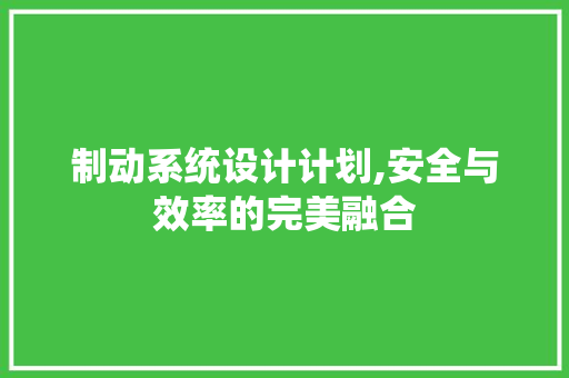 制动系统设计计划,安全与效率的完美融合