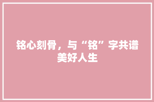 铭心刻骨，与“铭”字共谱美好人生 优秀范文