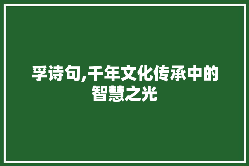孚诗句,千年文化传承中的智慧之光 范文资源
