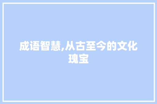 成语智慧,从古至今的文化瑰宝 商业计划书范文