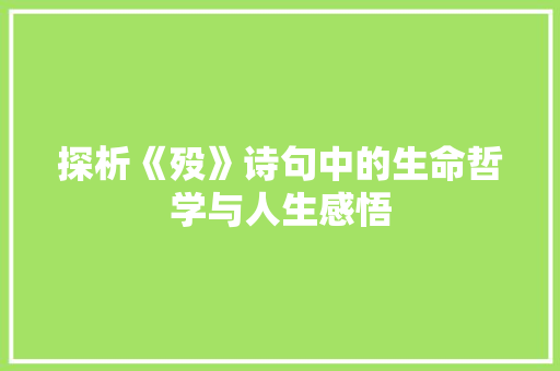 探析《殁》诗句中的生命哲学与人生感悟 优秀范文