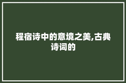 程宿诗中的意境之美,古典诗词的