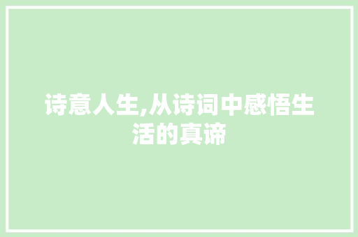 诗意人生,从诗词中感悟生活的真谛 范文之家