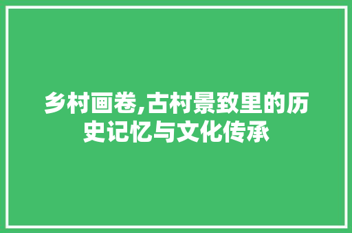 乡村画卷,古村景致里的历史记忆与文化传承 范文参考