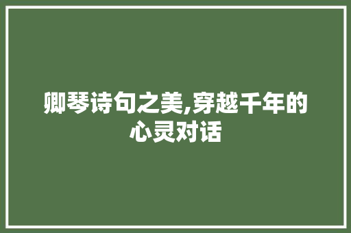 卿琴诗句之美,穿越千年的心灵对话