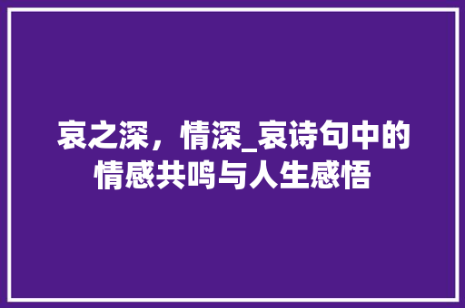 哀之深，情深_哀诗句中的情感共鸣与人生感悟 范文参考