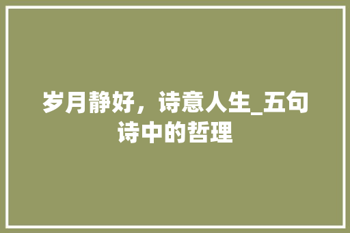 岁月静好，诗意人生_五句诗中的哲理