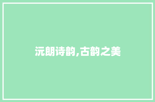 沅朗诗韵,古韵之美 职场应用