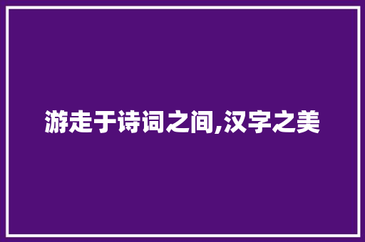 游走于诗词之间,汉字之美 范文资源