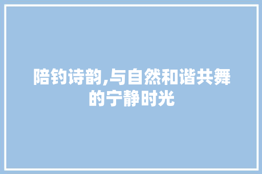 陪钓诗韵,与自然和谐共舞的宁静时光