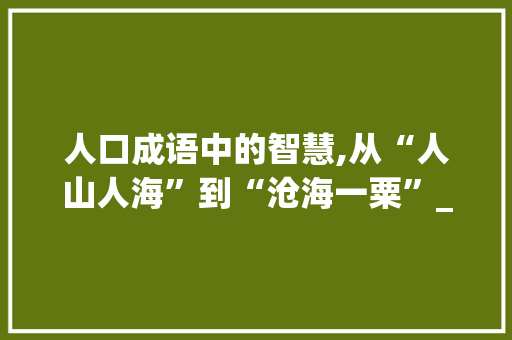 人口成语中的智慧,从“人山人海”到“沧海一粟”_解读人口成语背后的社会现象 范文之家