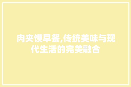 肉夹馍早餐,传统美味与现代生活的完美融合