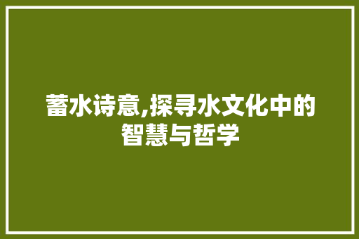 蓄水诗意,探寻水文化中的智慧与哲学 合同协议