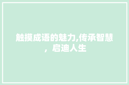 触摸成语的魅力,传承智慧，启迪人生