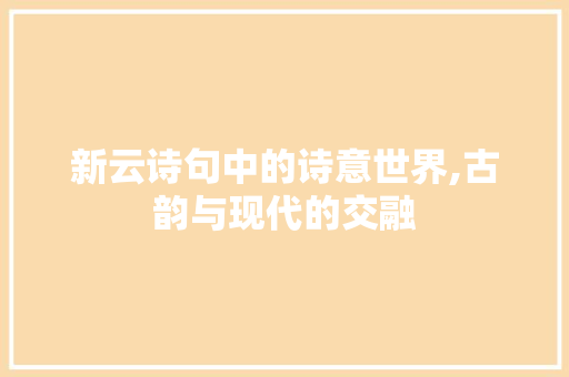 新云诗句中的诗意世界,古韵与现代的交融 范文之家