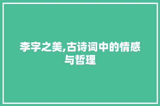 李字之美,古诗词中的情感与哲理 范文精选网