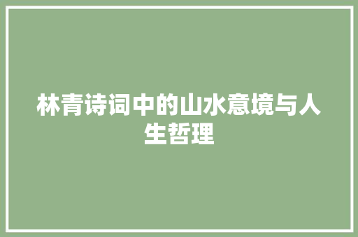 林青诗词中的山水意境与人生哲理 范文资源