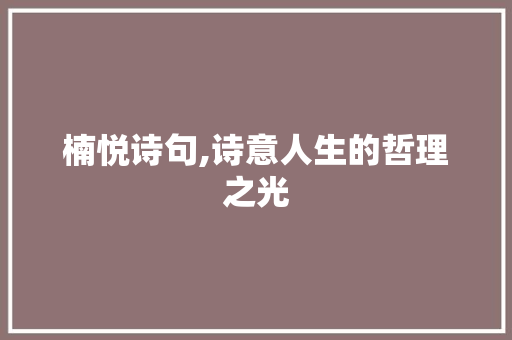 楠悦诗句,诗意人生的哲理之光 范文宝典