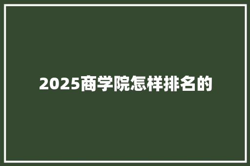 2025商学院怎样排名的 职场应用