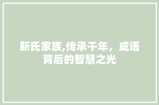 靳氏家族,传承千年，成语背后的智慧之光