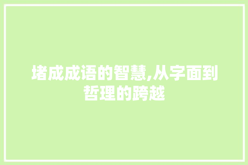 堵成成语的智慧,从字面到哲理的跨越