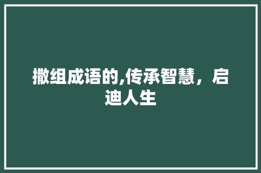 撒组成语的,传承智慧，启迪人生