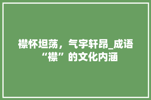 襟怀坦荡，气宇轩昂_成语“襟”的文化内涵 商业计划书范文