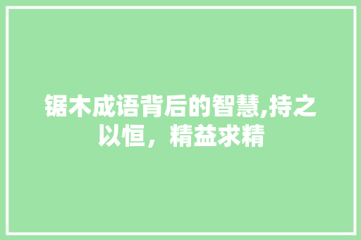 锯木成语背后的智慧,持之以恒，精益求精 商业计划书范文