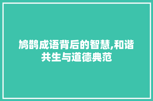 鸠鹊成语背后的智慧,和谐共生与道德典范