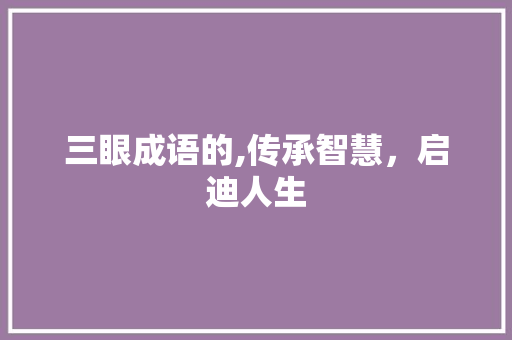 三眼成语的,传承智慧，启迪人生 合同协议