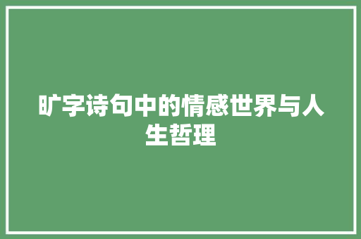 旷字诗句中的情感世界与人生哲理