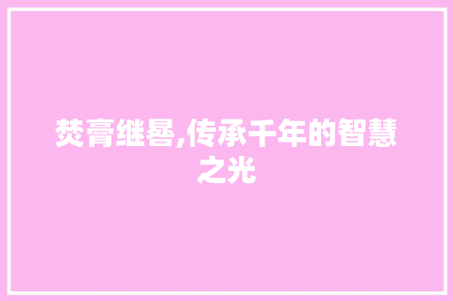 焚膏继晷,传承千年的智慧之光 范文资源