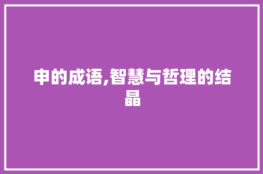 申的成语,智慧与哲理的结晶 范文之家