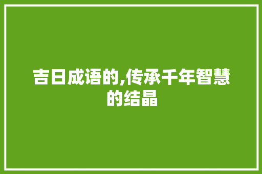 吉日成语的,传承千年智慧的结晶