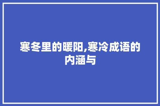 寒冬里的暖阳,寒冷成语的内涵与 合同协议