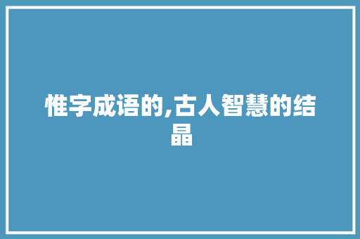 惟字成语的,古人智慧的结晶 商业计划书范文