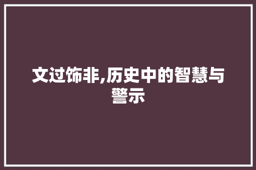 文过饰非,历史中的智慧与警示